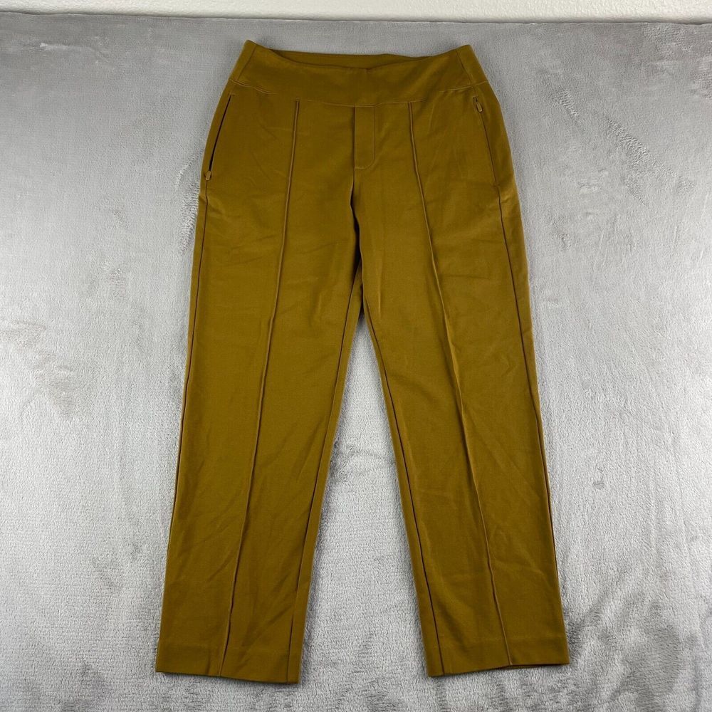 Athleta‎ Eastbound Straight Pants Women 12 Brass Yellow Athleisure Yoga Gym